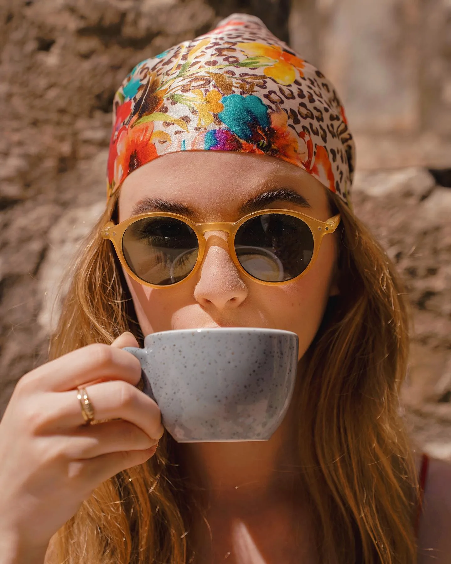 Guest enjoying coffee at Fyaka