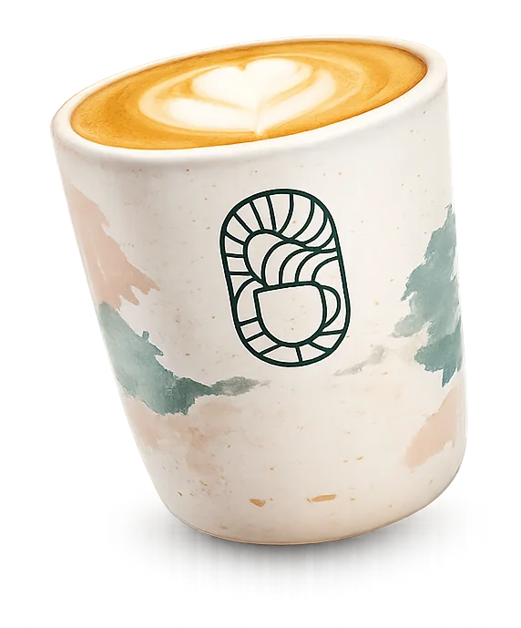 Left ceramic Fyaka coffee cup